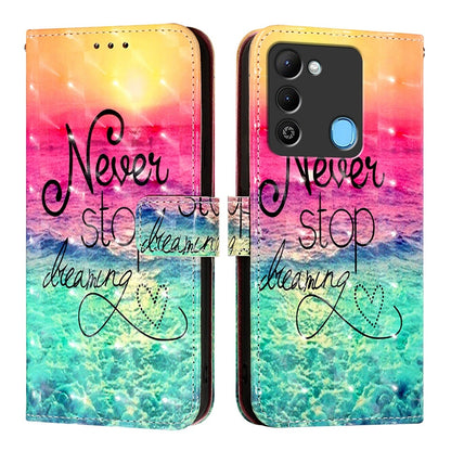 Tecno Spark 9 Leather Flip Phone Case with 3D Painted Design, Card Holder, Wallet & Stand Function - Durable Protection & Easy Access