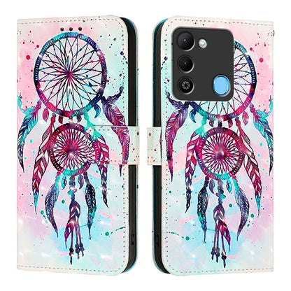 Tecno Spark 9 Leather Flip Phone Case with 3D Painted Design, Card Holder, Wallet & Stand Function - Durable Protection & Easy Access
