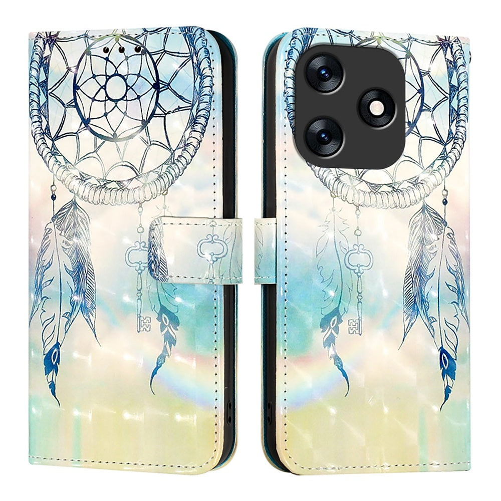 Tecno Spark 10 4G Leather Flip Phone Case with 3D Painted Design, Card Holder, Wallet & Stand Function - Durable Protection & Easy Access