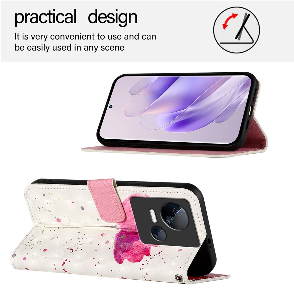 Tecno Spark 10 5G Leather Flip Phone Case with 3D Painted Design, Card Holder, Wallet & Stand Function - Durable Protection & Easy Access