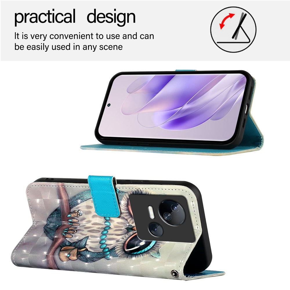 Tecno Spark 10 5G Leather Flip Phone Case with 3D Painted Design, Card Holder, Wallet & Stand Function - Durable Protection & Easy Access