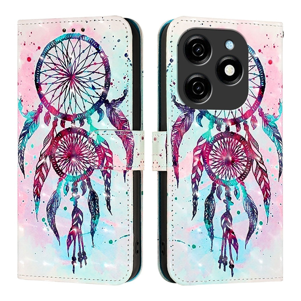 Tecno Spark 20 Leather Flip Phone Case with 3D Painted Design, Card Holder, Wallet & Stand Function - Durable Protection & Easy Access