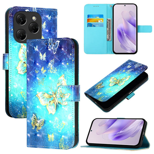 Tecno Spark 20 Pro Leather Flip Phone Case with 3D Painted Design, Card Holder, Wallet & Stand Function - Durable Protection & Easy Access