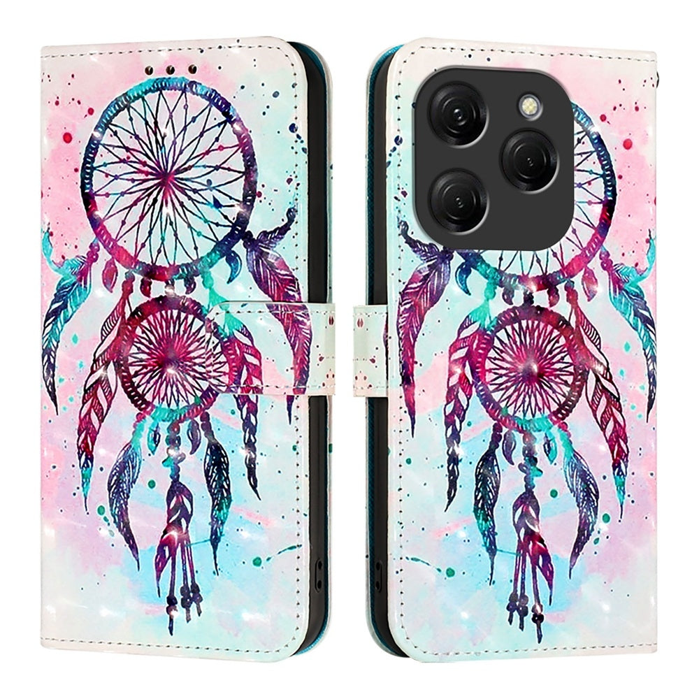 Tecno Spark 20 Pro Leather Flip Phone Case with 3D Painted Design, Card Holder, Wallet & Stand Function - Durable Protection & Easy Access