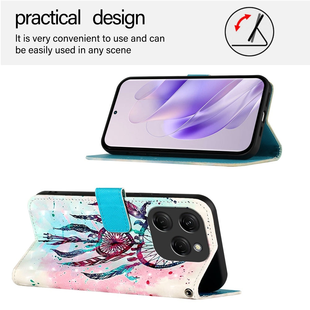 Tecno Spark 20 Pro Leather Flip Phone Case with 3D Painted Design, Card Holder, Wallet & Stand Function - Durable Protection & Easy Access