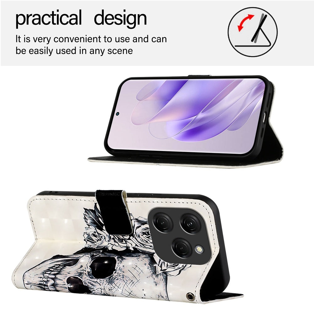 Tecno Spark 20 Pro Leather Flip Phone Case with 3D Painted Design, Card Holder, Wallet & Stand Function - Durable Protection & Easy Access