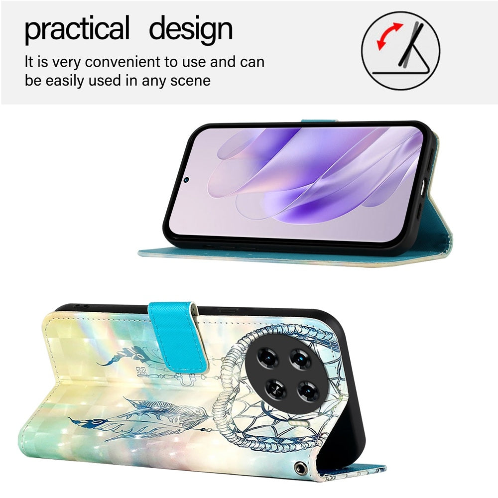 Tecno Spark 20 Pro+ Leather Flip Phone Case with 3D Painted Design, Card Holder, Wallet & Stand Function - Durable Protection & Easy Access