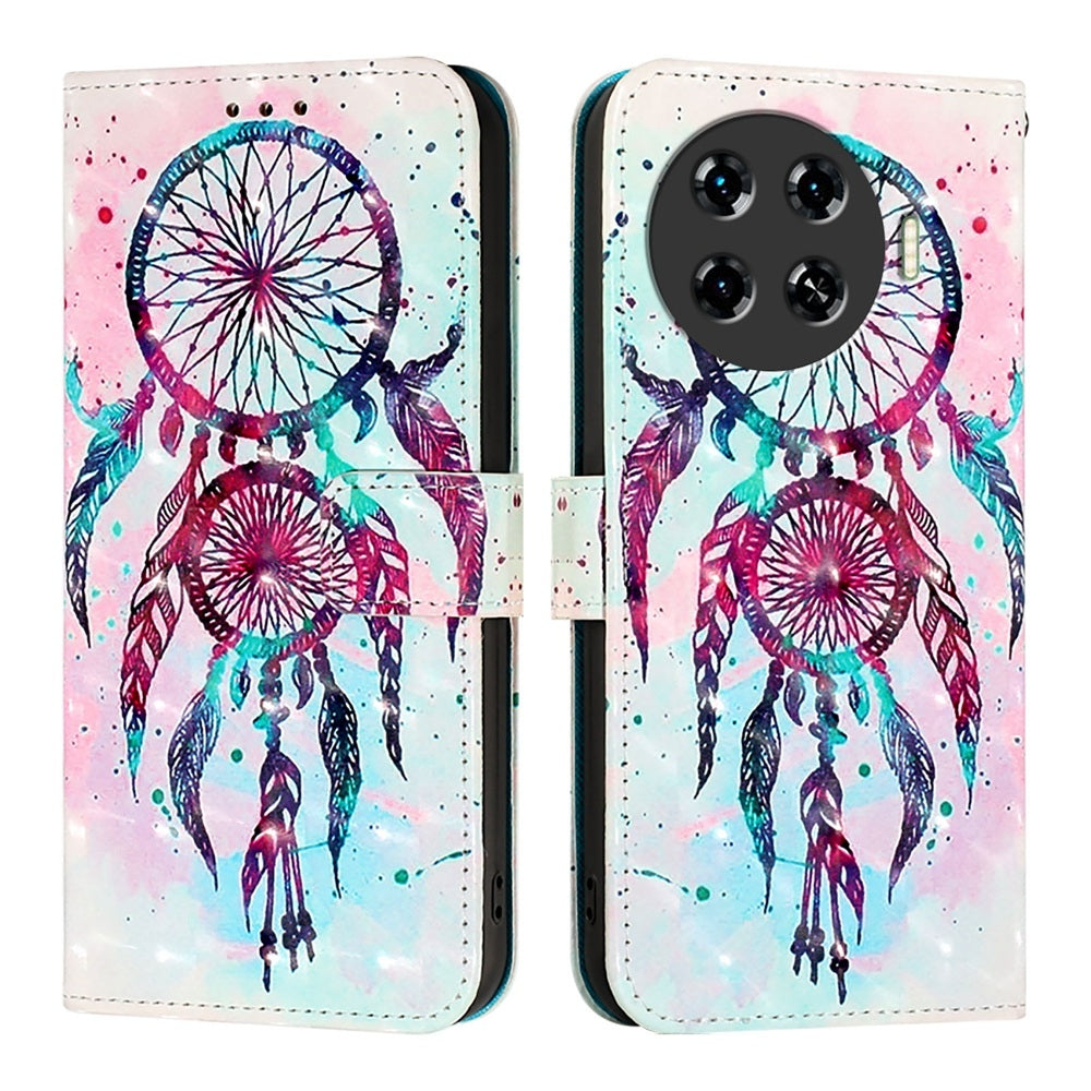 Tecno Spark 20 Pro+ Leather Flip Phone Case with 3D Painted Design, Card Holder, Wallet & Stand Function - Durable Protection & Easy Access