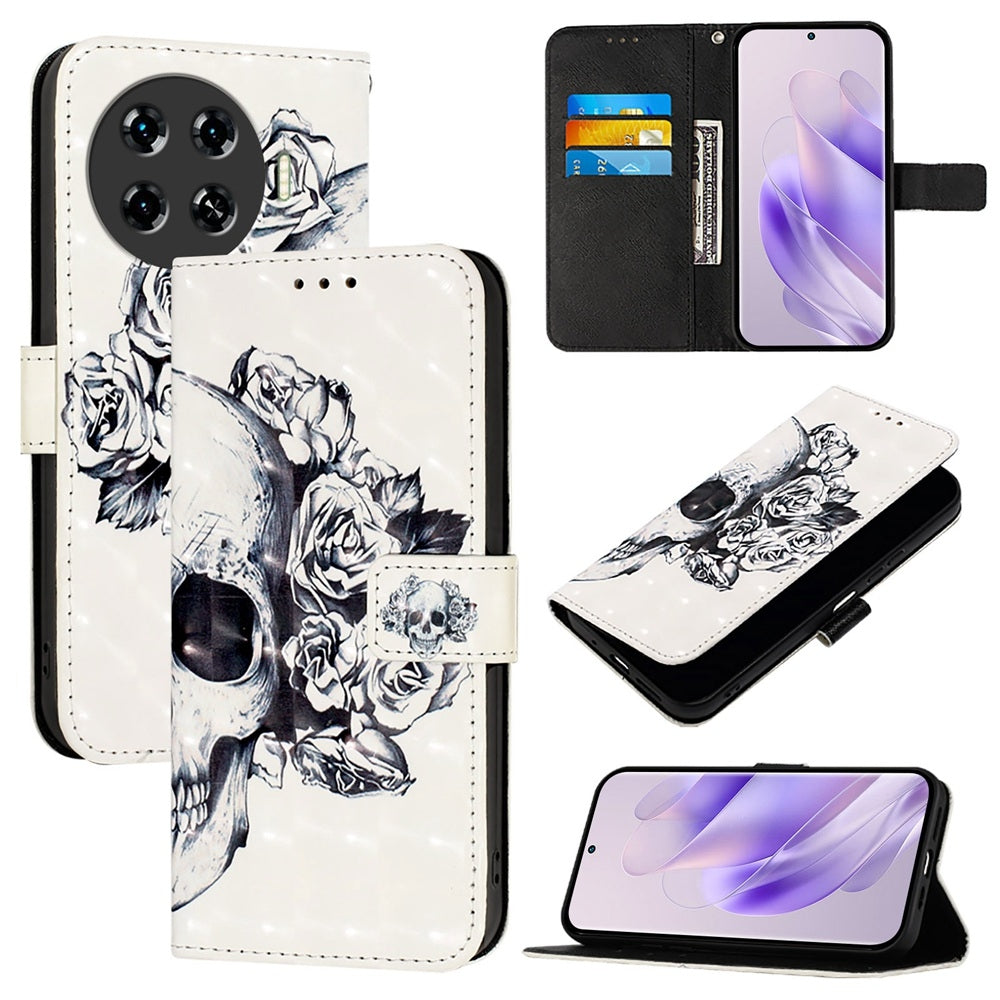 Tecno Spark 20 Pro+ Leather Flip Phone Case with 3D Painted Design, Card Holder, Wallet & Stand Function - Durable Protection & Easy Access