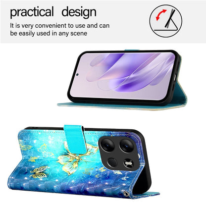 Tecno Pop 7 Leather Flip Phone Case with 3D Painted Design, Card Holder, Wallet & Stand Function - Durable Protection & Easy Access