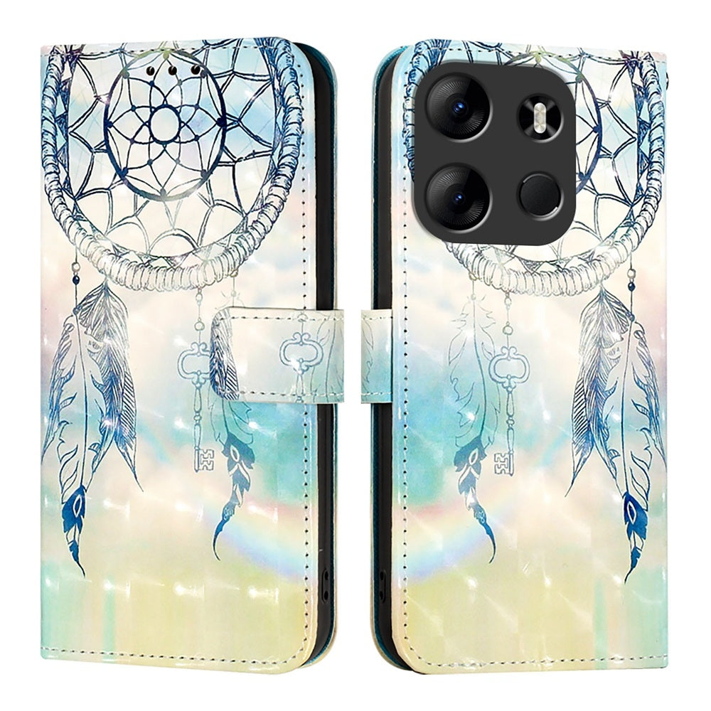 Tecno Spark Go 2023 Leather Flip Phone Case with 3D Painted Design, Card Holder, Wallet & Stand Function - Durable Protection & Easy Access