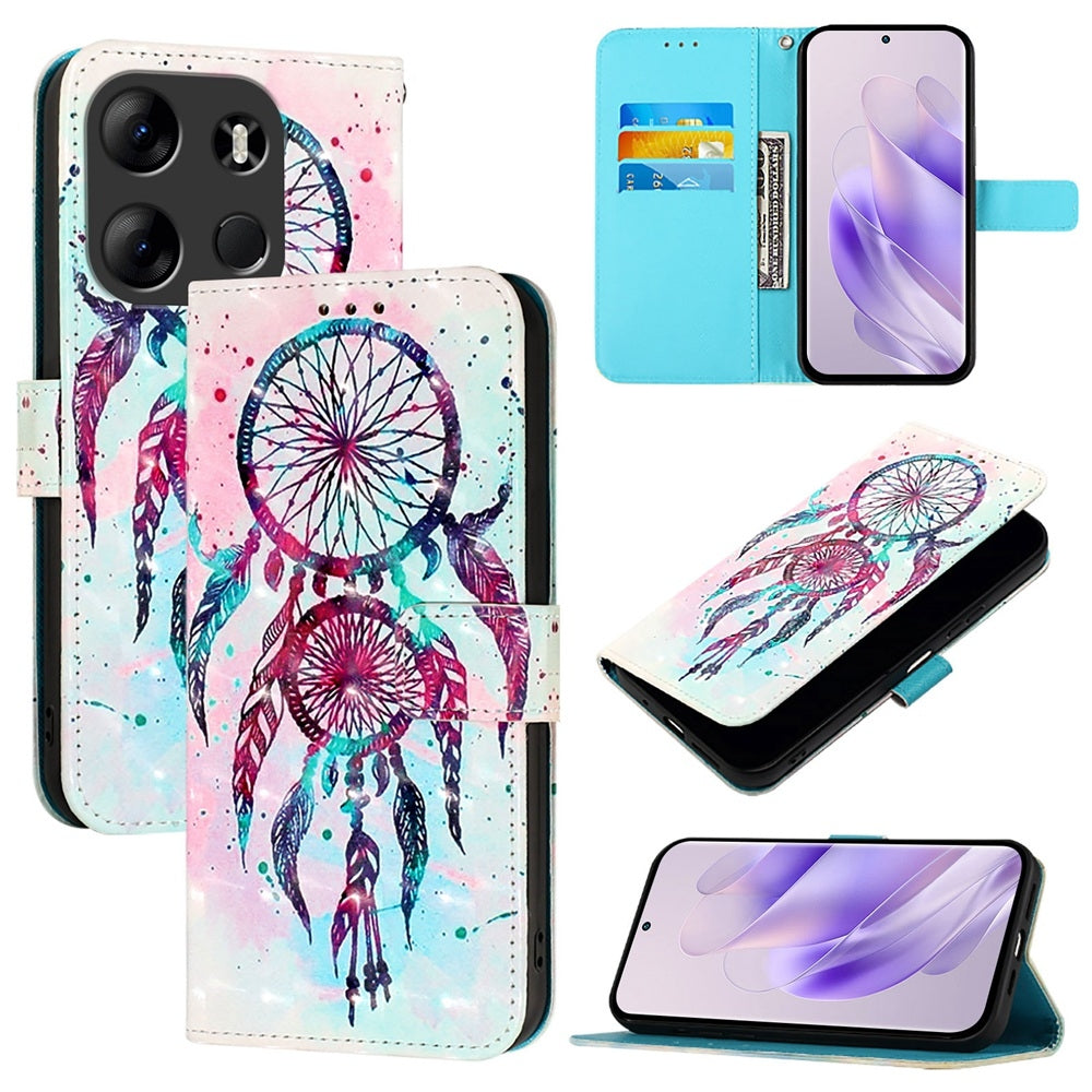 Tecno Spark Go 2023 Leather Flip Phone Case with 3D Painted Design, Card Holder, Wallet & Stand Function - Durable Protection & Easy Access