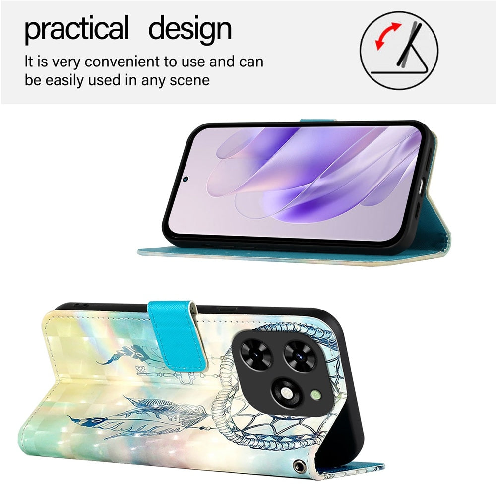 Tecno Spark Go 2024 Leather Flip Phone Case with 3D Painted Design, Card Holder, Wallet & Stand Function - Durable Protection & Easy Access