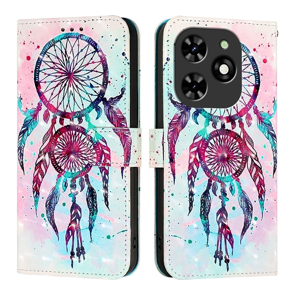 Tecno Spark 20C Leather Flip Phone Case with 3D Painted Design, Card Holder, Wallet & Stand Function - Durable Protection & Easy Access
