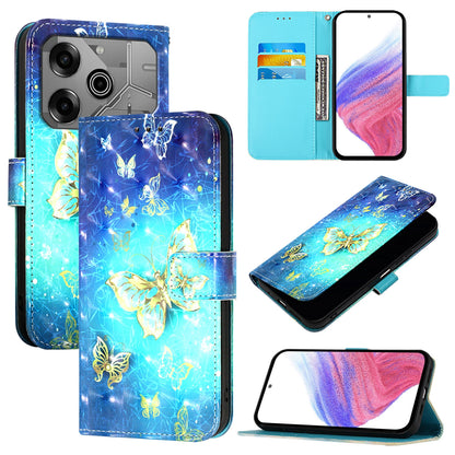 Tecno Pova 6 Neo Leather Flip Phone Case with 3D Painted Design, Card Holder, Wallet & Stand Function - Durable Protection & Easy Access