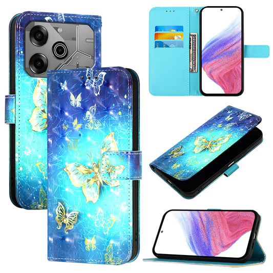 Tecno Pova 6 Neo Leather Flip Phone Case with 3D Painted Design, Card Holder, Wallet & Stand Function - Durable Protection & Easy Access