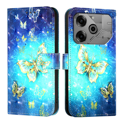 Tecno Pova 6 Neo Leather Flip Phone Case with 3D Painted Design, Card Holder, Wallet & Stand Function - Durable Protection & Easy Access