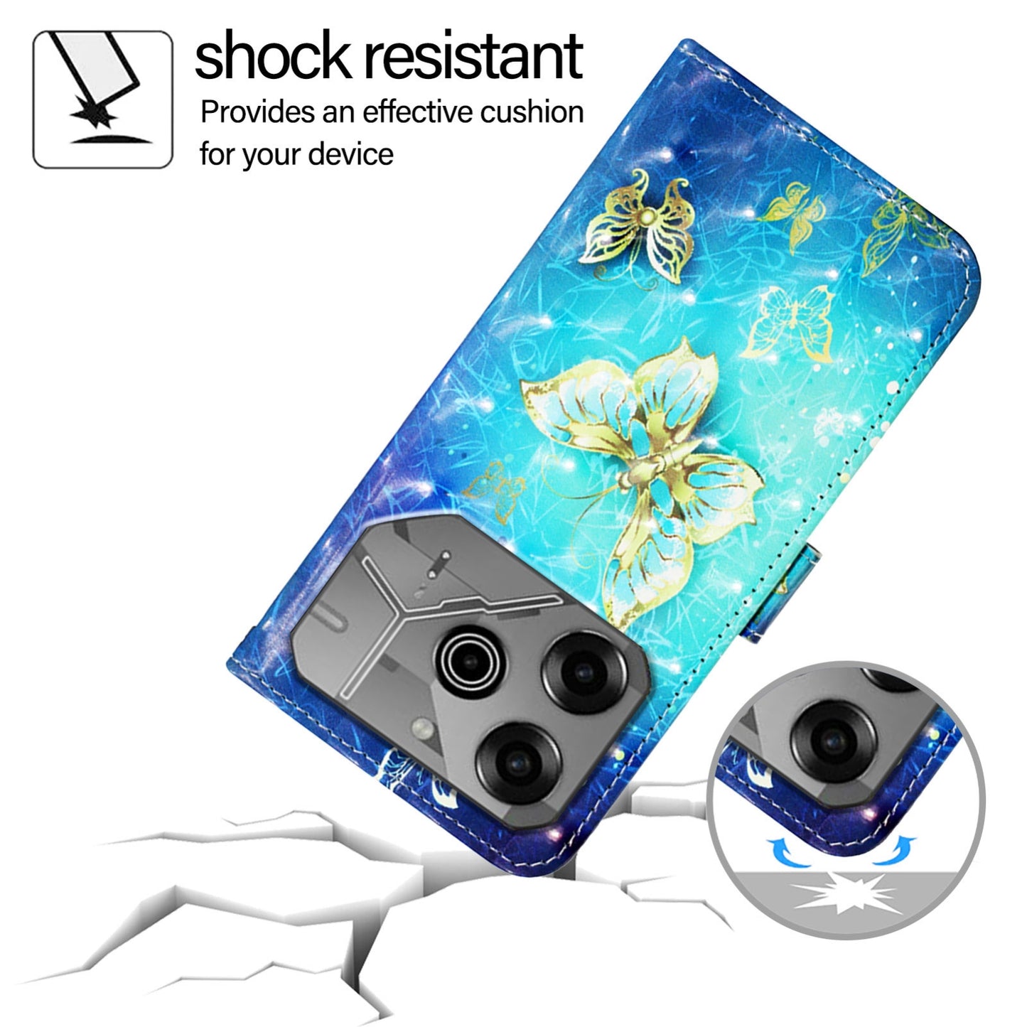 Tecno Pova 6 Neo Leather Flip Phone Case with 3D Painted Design, Card Holder, Wallet & Stand Function - Durable Protection & Easy Access