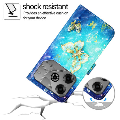 Tecno Pova 6 Neo Leather Flip Phone Case with 3D Painted Design, Card Holder, Wallet & Stand Function - Durable Protection & Easy Access