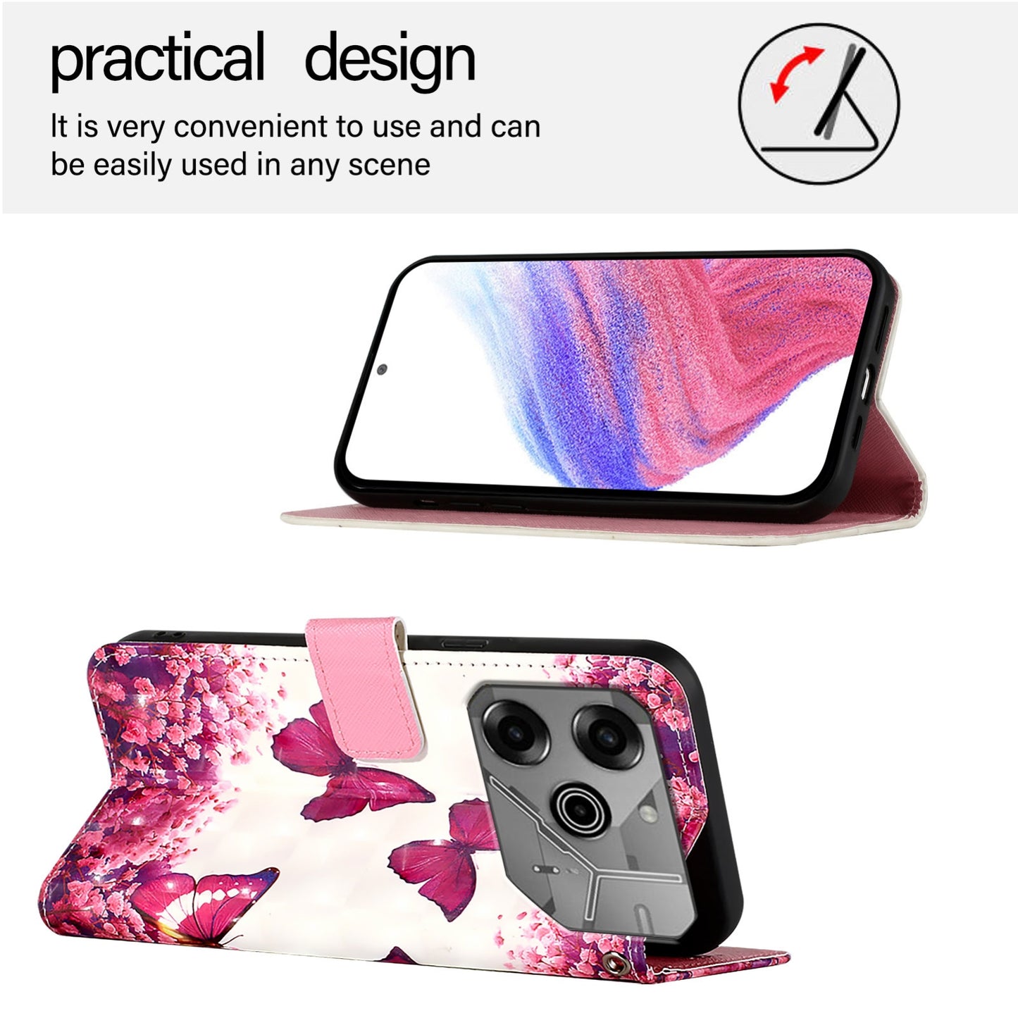 Tecno Pova 6 Neo Leather Flip Phone Case with 3D Painted Design, Card Holder, Wallet & Stand Function - Durable Protection & Easy Access