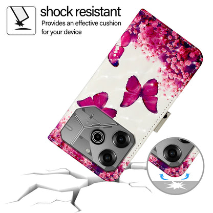 Tecno Pova 6 Neo Leather Flip Phone Case with 3D Painted Design, Card Holder, Wallet & Stand Function - Durable Protection & Easy Access