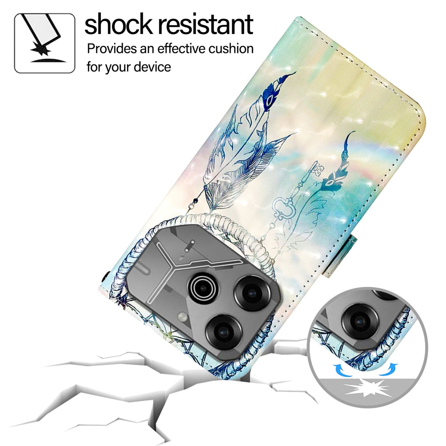 Tecno Pova 6 Neo Leather Flip Phone Case with 3D Painted Design, Card Holder, Wallet & Stand Function - Durable Protection & Easy Access