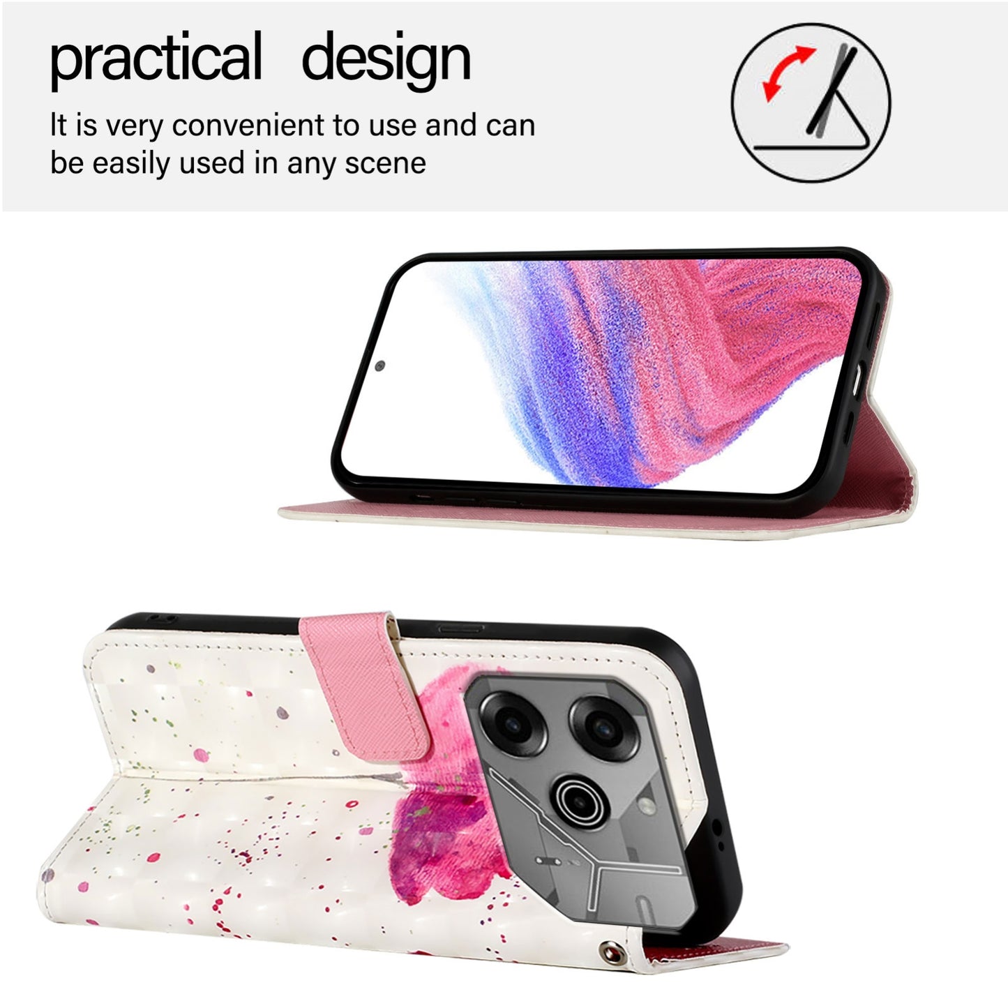 Tecno Pova 6 Neo Leather Flip Phone Case with 3D Painted Design, Card Holder, Wallet & Stand Function - Durable Protection & Easy Access
