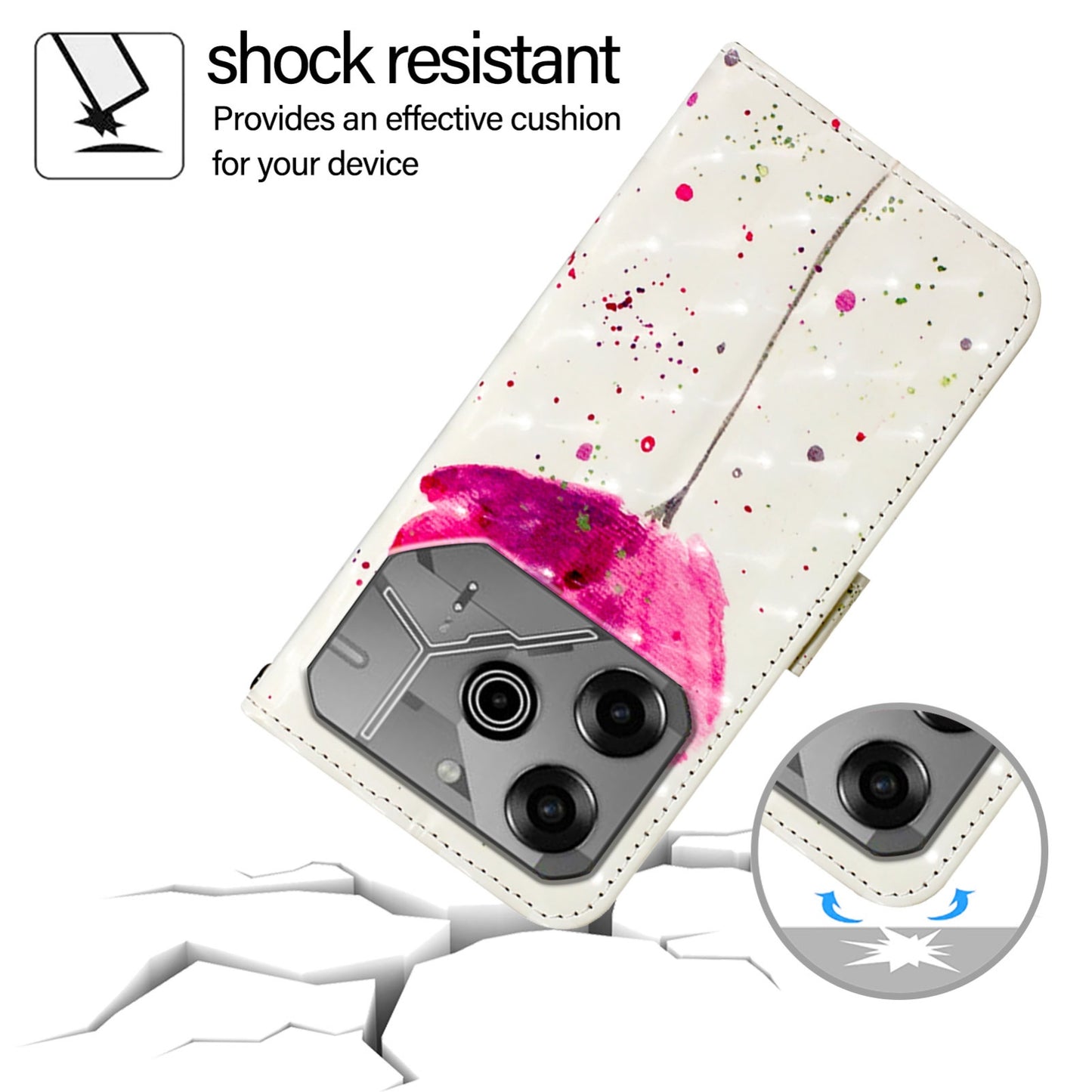 Tecno Pova 6 Neo Leather Flip Phone Case with 3D Painted Design, Card Holder, Wallet & Stand Function - Durable Protection & Easy Access