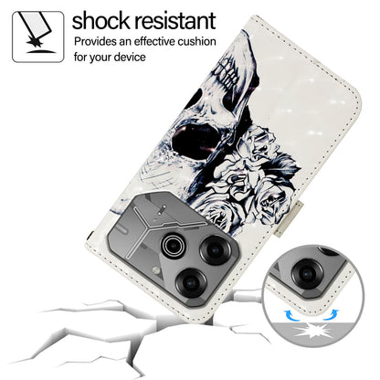 Tecno Pova 6 Neo Leather Flip Phone Case with 3D Painted Design, Card Holder, Wallet & Stand Function - Durable Protection & Easy Access