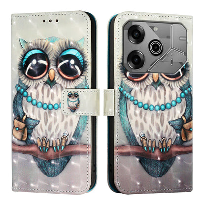 Tecno Pova 6 Neo Leather Flip Phone Case with 3D Painted Design, Card Holder, Wallet & Stand Function - Durable Protection & Easy Access