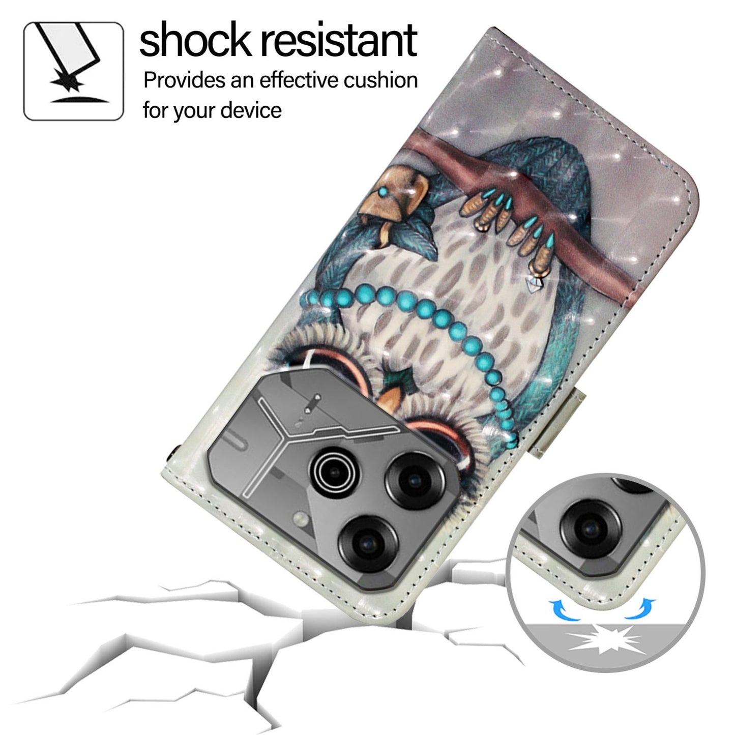 Tecno Pova 6 Neo Leather Flip Phone Case with 3D Painted Design, Card Holder, Wallet & Stand Function - Durable Protection & Easy Access