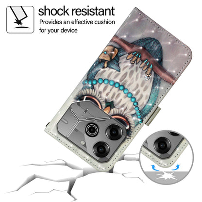 Tecno Pova 6 Neo Leather Flip Phone Case with 3D Painted Design, Card Holder, Wallet & Stand Function - Durable Protection & Easy Access