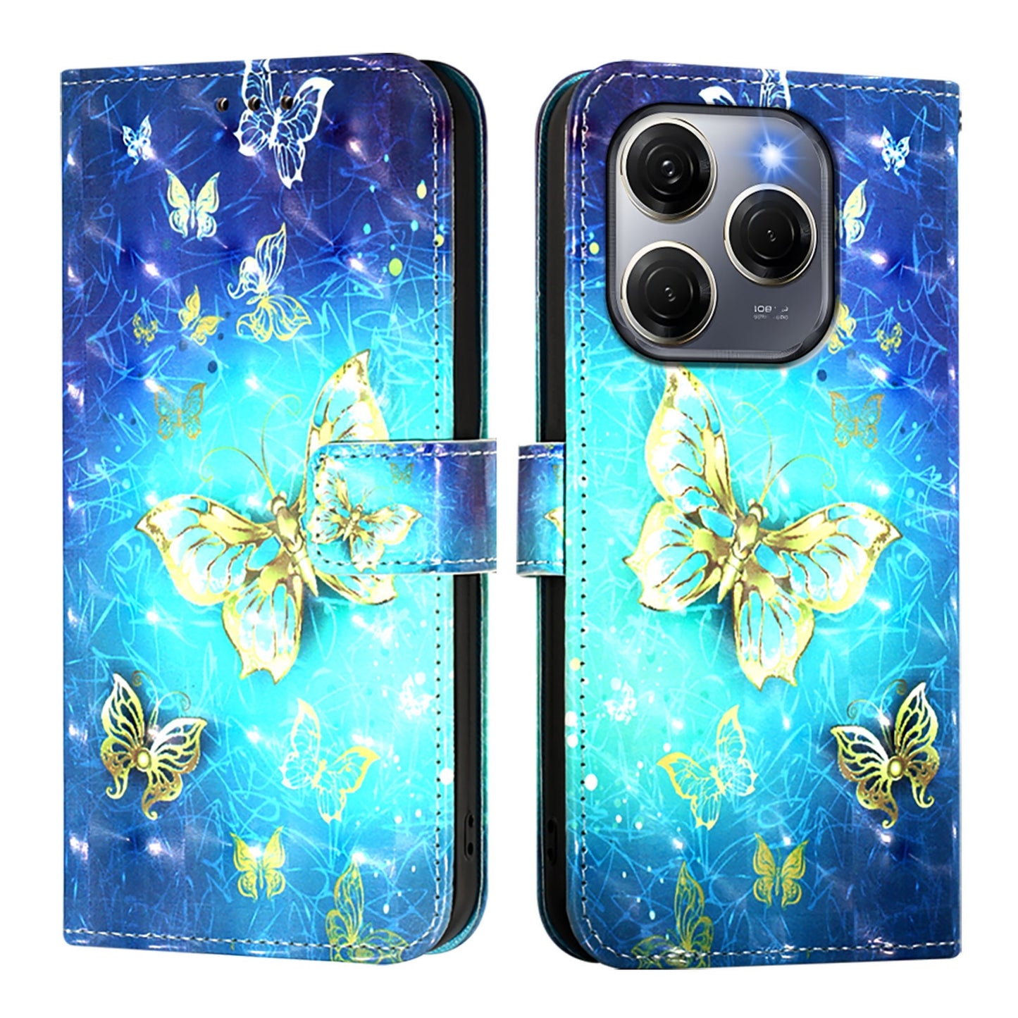 Tecno Spark 20 Pro 5G Leather Flip Phone Case with 3D Painted Design, Card Holder, Wallet & Stand Function - Durable Protection & Easy Access