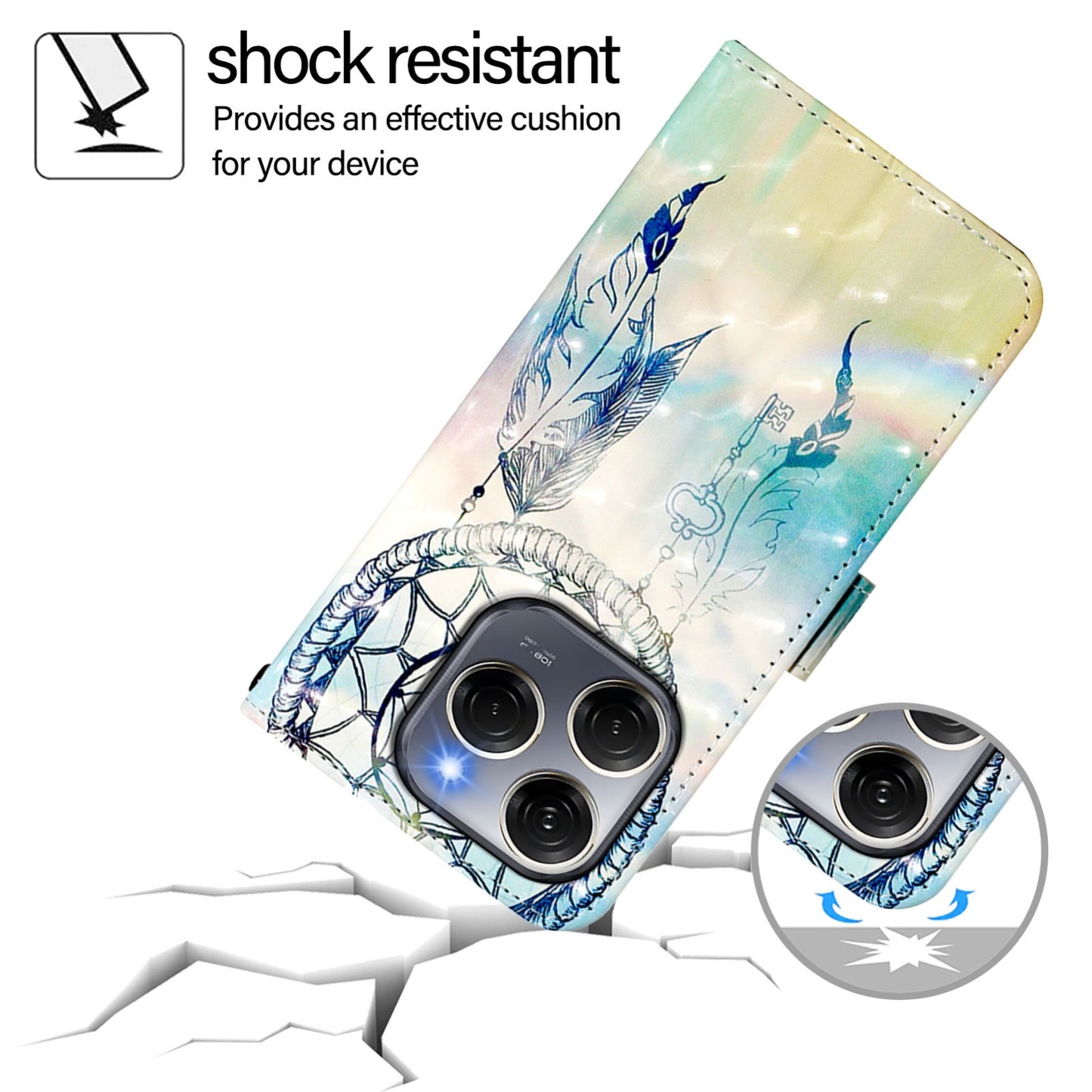 Tecno Spark 20 Pro 5G Leather Flip Phone Case with 3D Painted Design, Card Holder, Wallet & Stand Function - Durable Protection & Easy Access