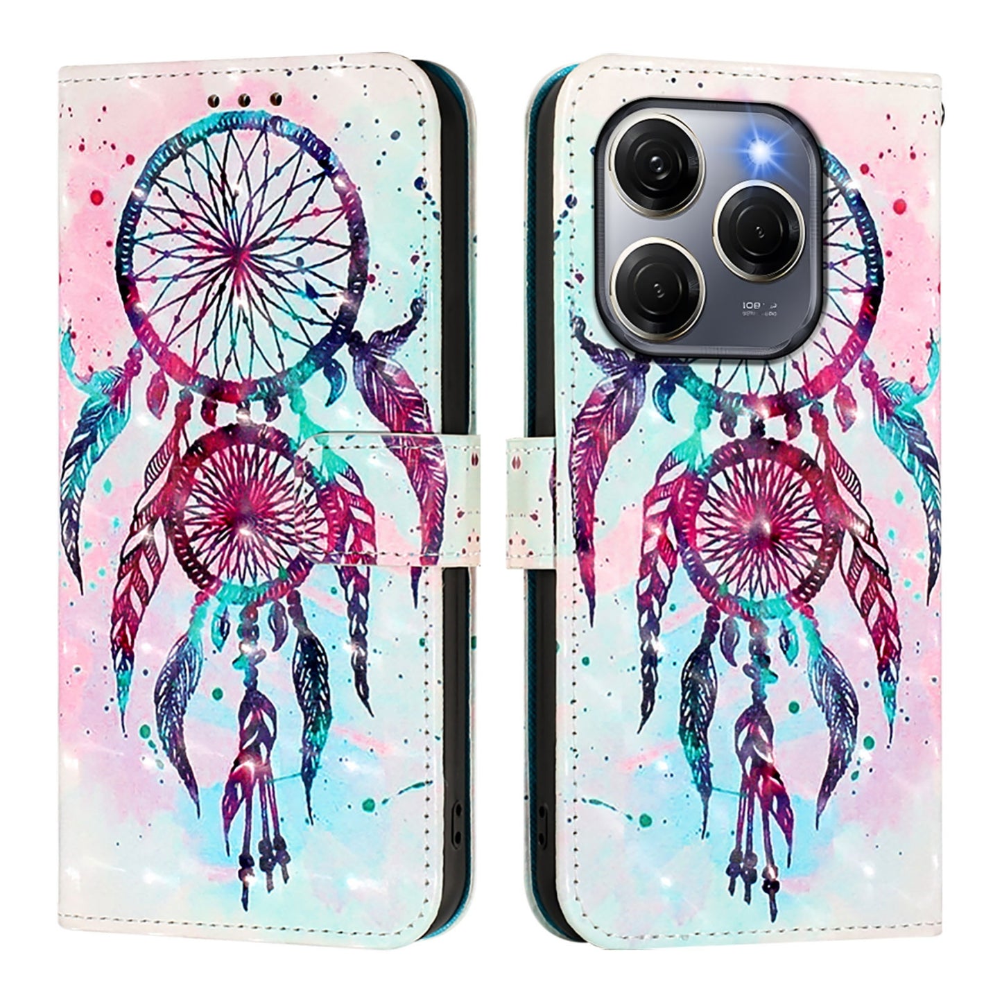 Tecno Spark 20 Pro 5G Leather Flip Phone Case with 3D Painted Design, Card Holder, Wallet & Stand Function - Durable Protection & Easy Access