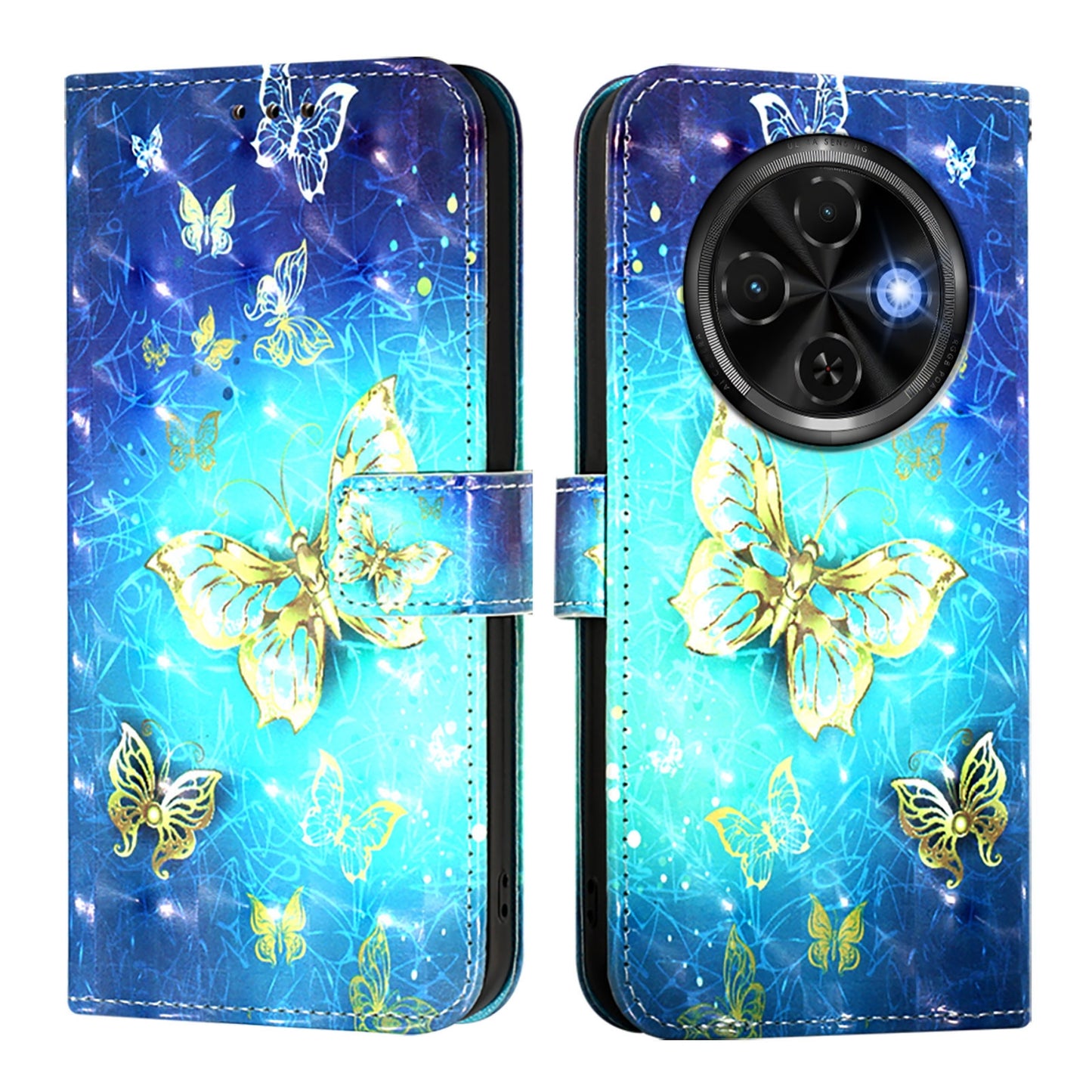 Tecno Spark 30C Leather Flip Phone Case with 3D Painted Design, Card Holder, Wallet & Stand Function - Durable Protection & Easy Access