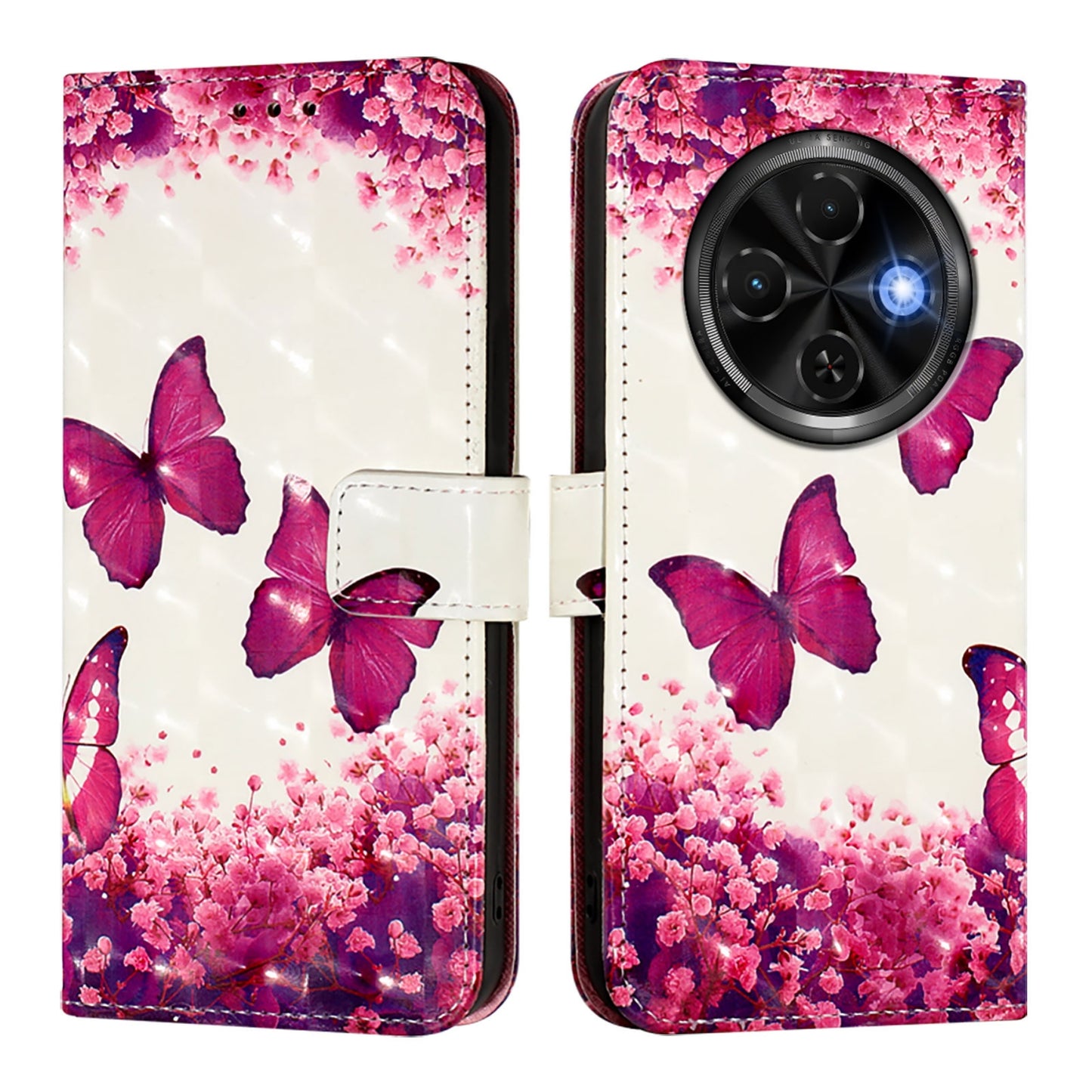 Tecno Spark 30C Leather Flip Phone Case with 3D Painted Design, Card Holder, Wallet & Stand Function - Durable Protection & Easy Access