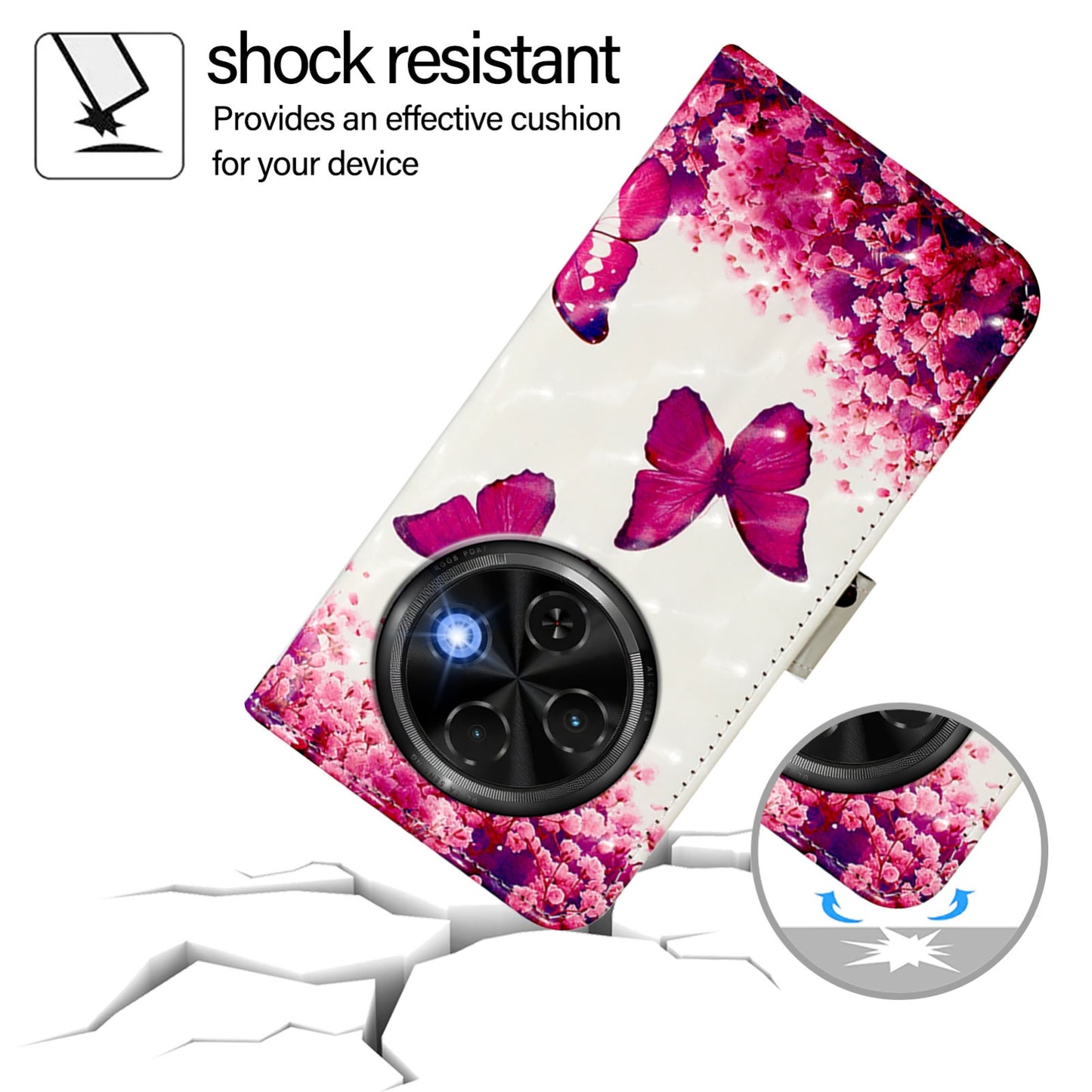 Tecno Spark 30C Leather Flip Phone Case with 3D Painted Design, Card Holder, Wallet & Stand Function - Durable Protection & Easy Access