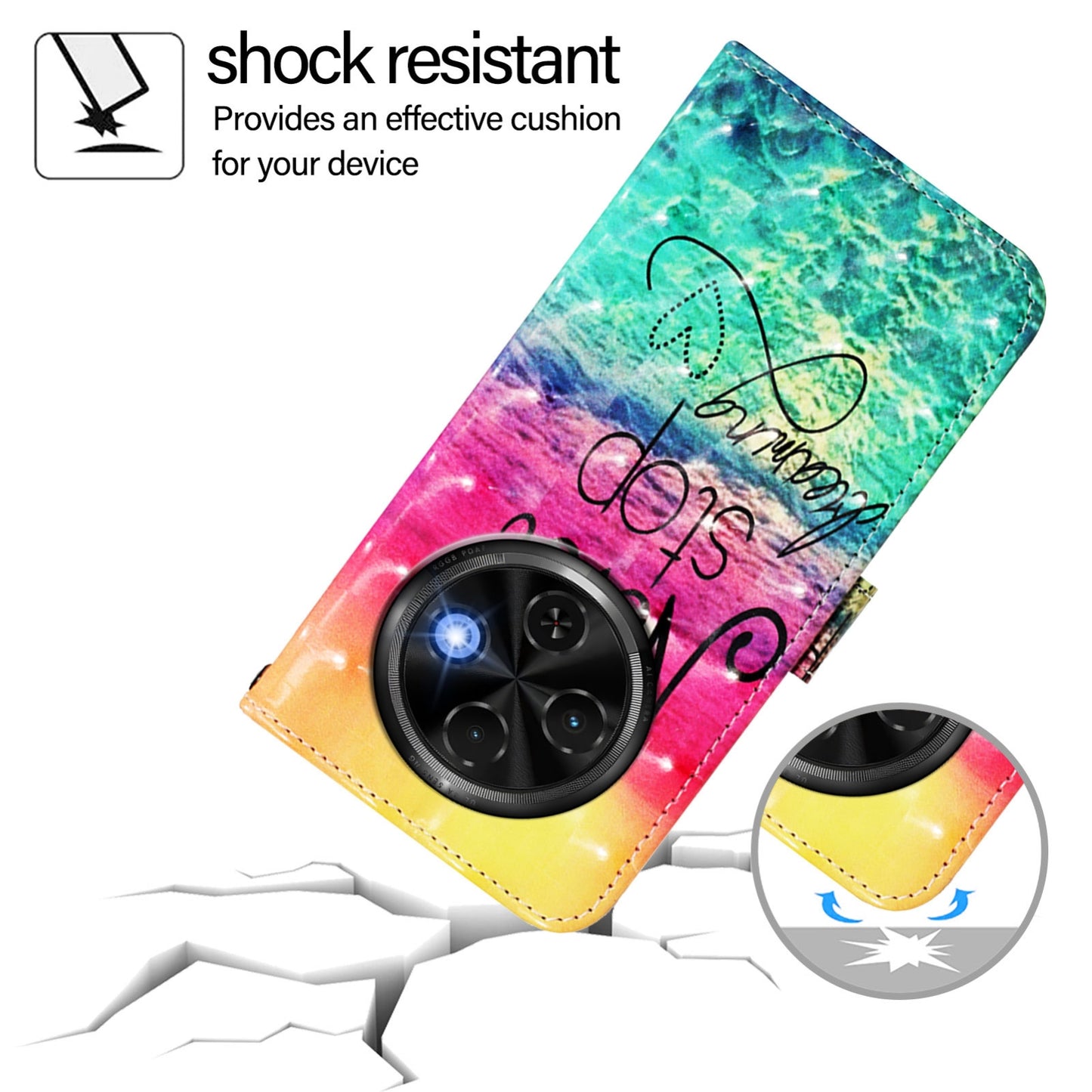 Tecno Spark 30C Leather Flip Phone Case with 3D Painted Design, Card Holder, Wallet & Stand Function - Durable Protection & Easy Access