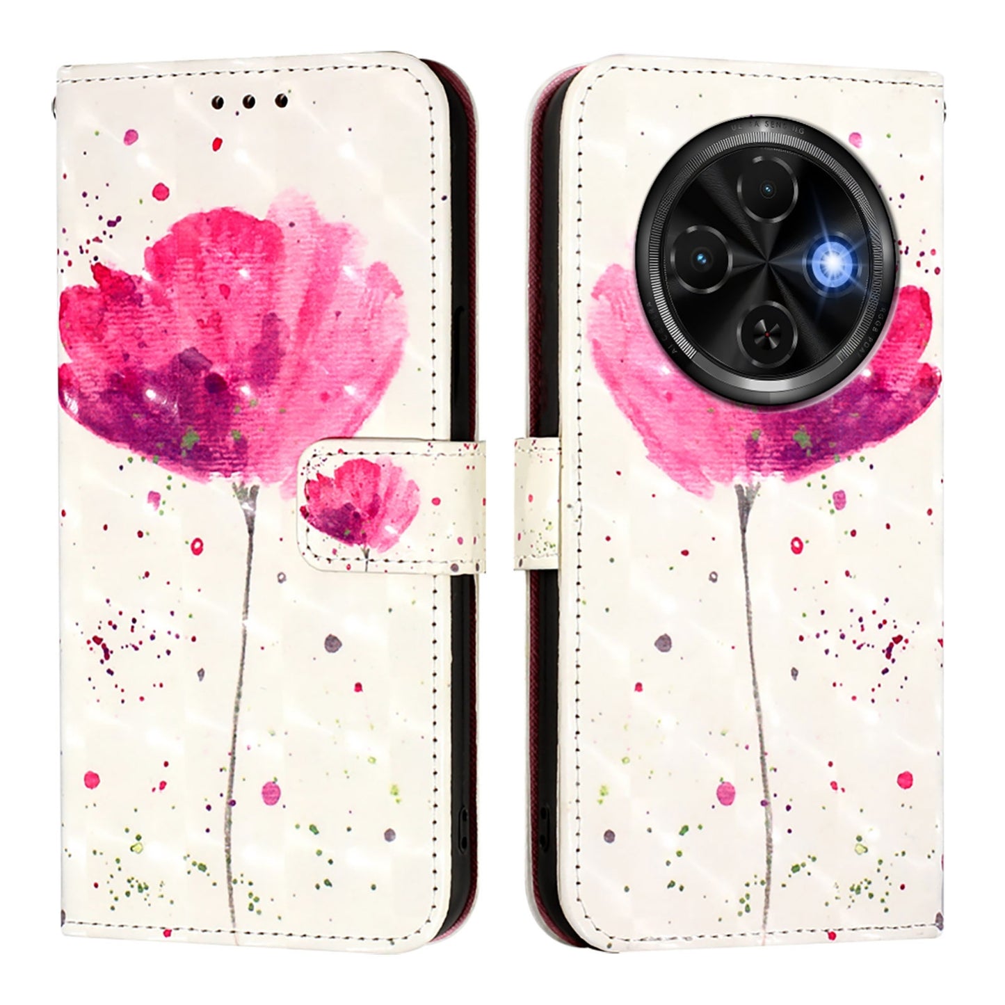 Tecno Spark 30C Leather Flip Phone Case with 3D Painted Design, Card Holder, Wallet & Stand Function - Durable Protection & Easy Access