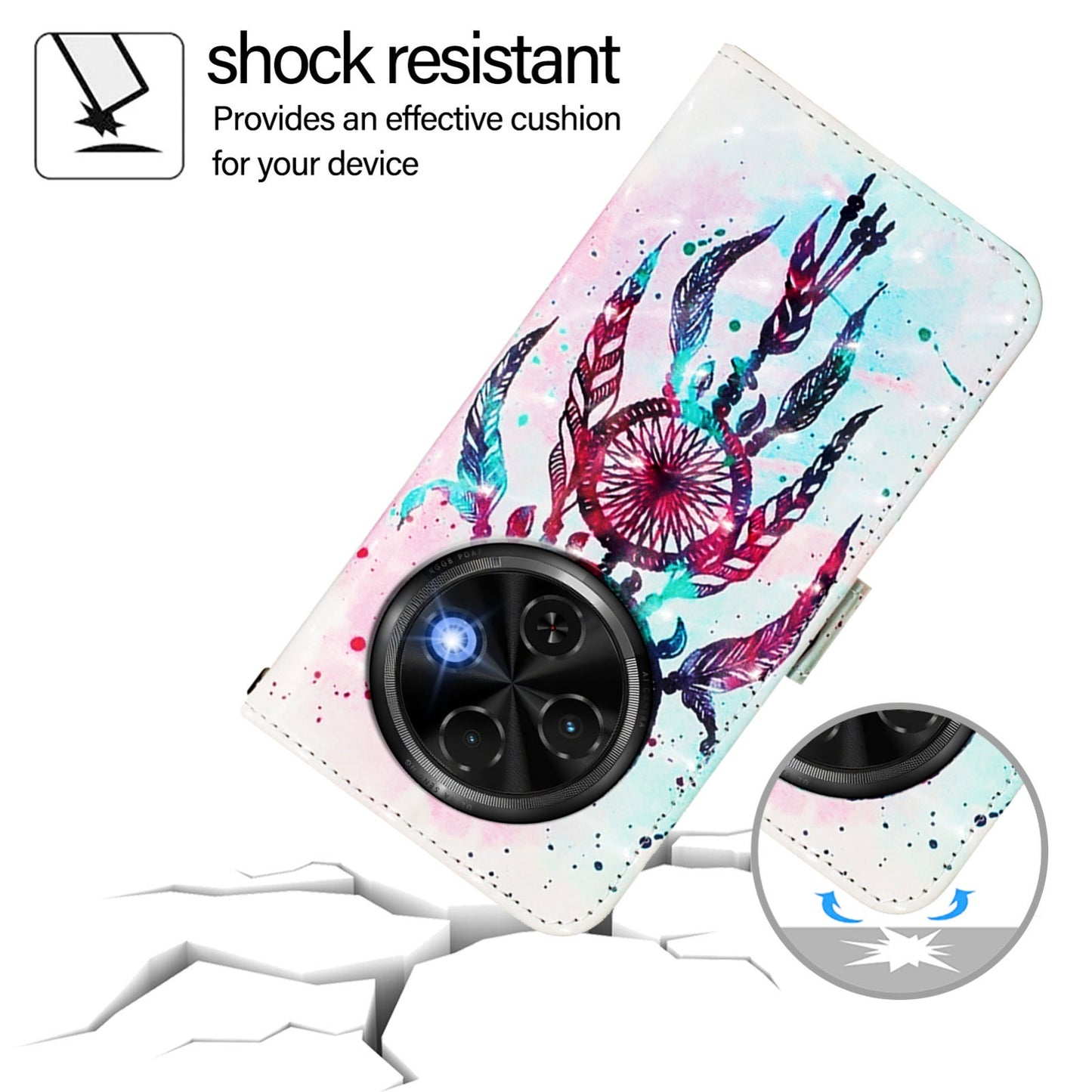 Tecno Spark 30C Leather Flip Phone Case with 3D Painted Design, Card Holder, Wallet & Stand Function - Durable Protection & Easy Access