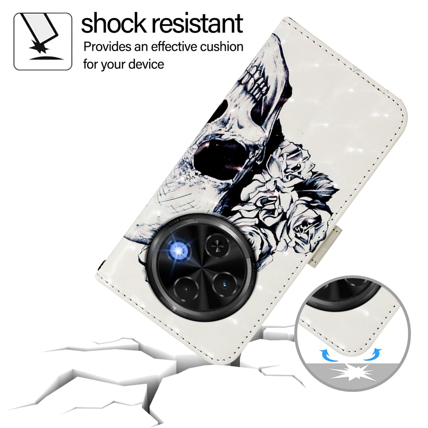 Tecno Spark 30C Leather Flip Phone Case with 3D Painted Design, Card Holder, Wallet & Stand Function - Durable Protection & Easy Access