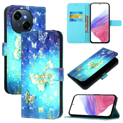 Tecno Spark Go 1 Leather Flip Phone Case with 3D Painted Design, Card Holder, Wallet & Stand Function - Durable Protection & Easy Access