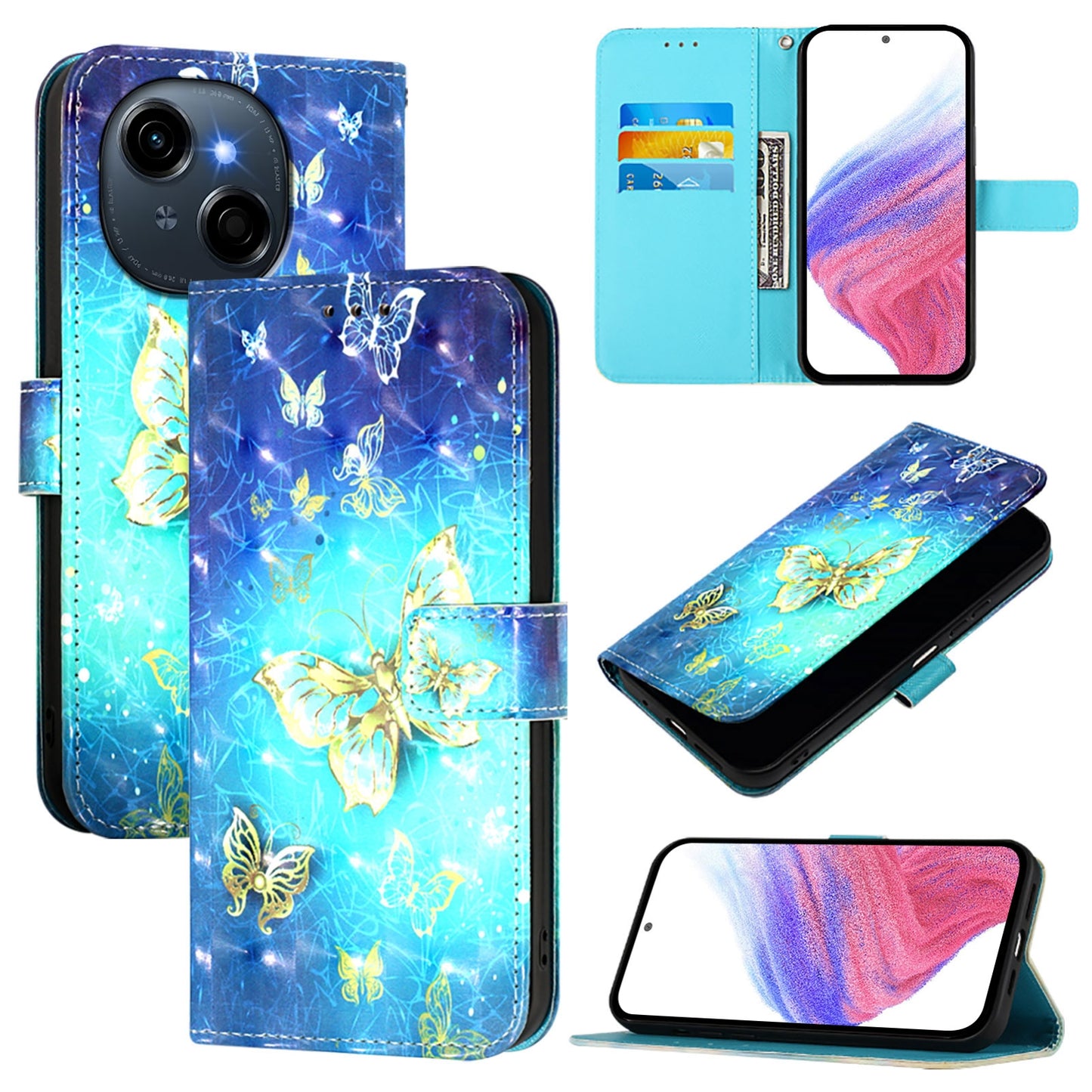 Tecno Go 2025 Leather Flip Phone Case with 3D Painted Design, Card Holder, Wallet & Stand Function - Durable Protection & Easy Access