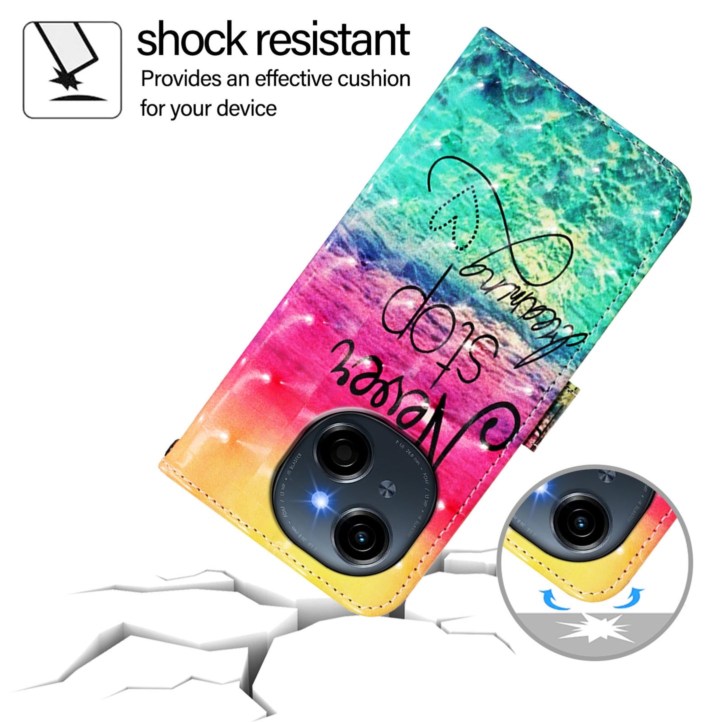 Tecno Spark Go 1 Leather Flip Phone Case with 3D Painted Design, Card Holder, Wallet & Stand Function - Durable Protection & Easy Access