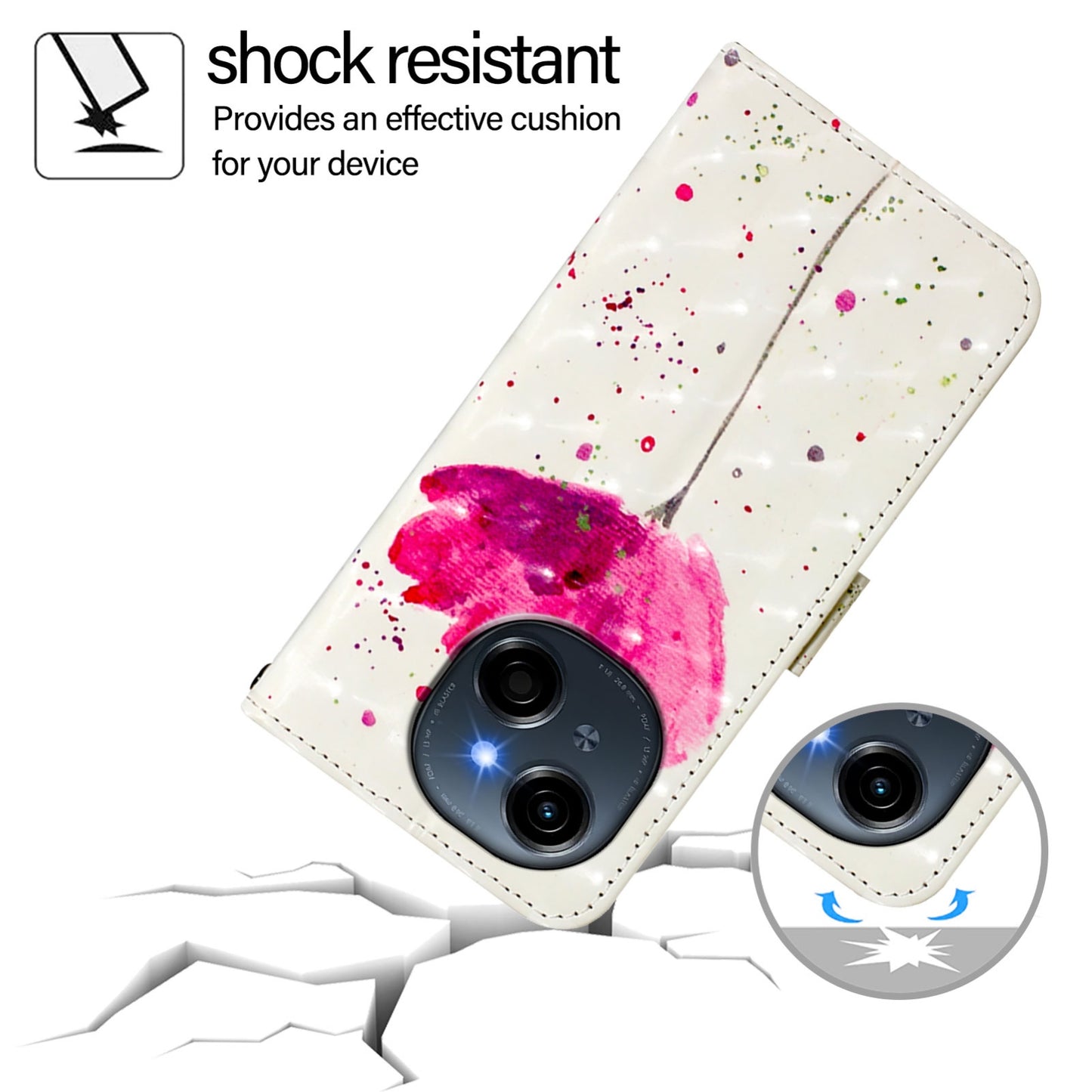 Tecno Spark Go 1 Leather Flip Phone Case with 3D Painted Design, Card Holder, Wallet & Stand Function - Durable Protection & Easy Access