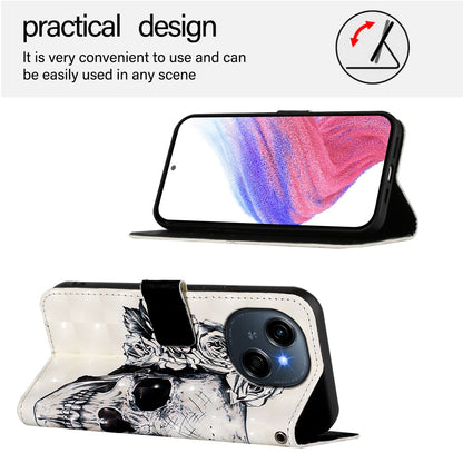 Tecno Go 2025 Leather Flip Phone Case with 3D Painted Design, Card Holder, Wallet & Stand Function - Durable Protection & Easy Access