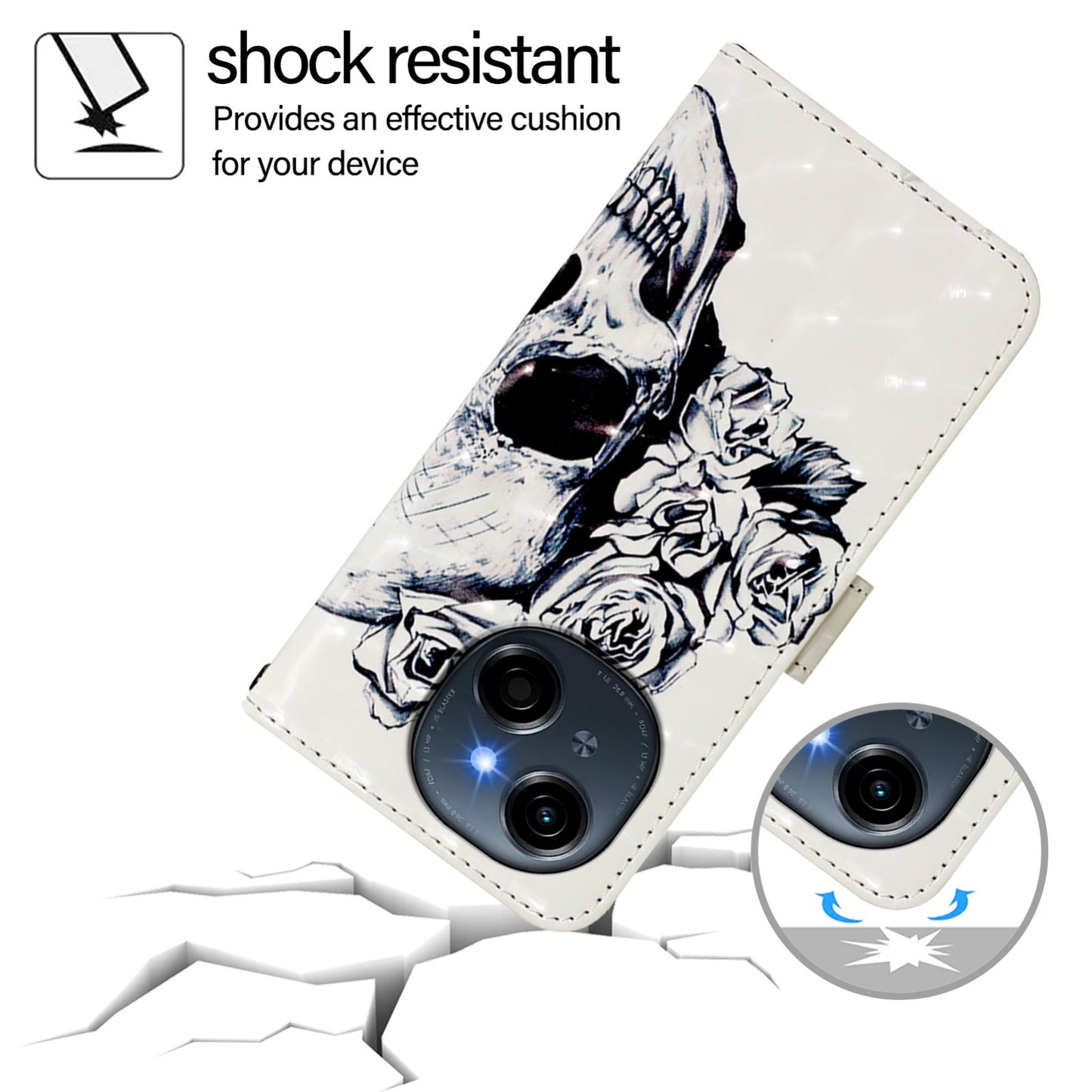 Tecno Spark Go 1 Leather Flip Phone Case with 3D Painted Design, Card Holder, Wallet & Stand Function - Durable Protection & Easy Access