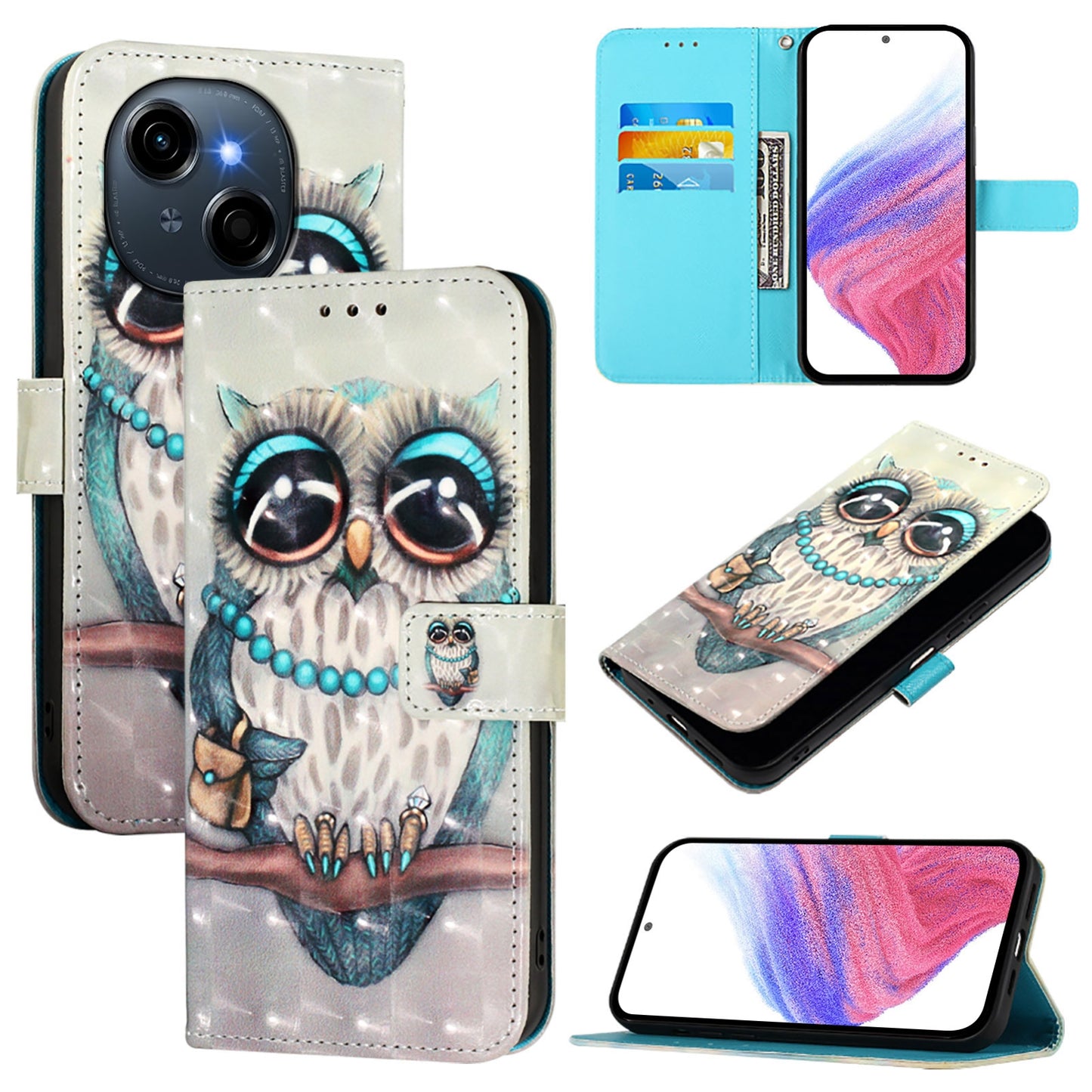 Tecno Spark Go 1 Leather Flip Phone Case with 3D Painted Design, Card Holder, Wallet & Stand Function - Durable Protection & Easy Access