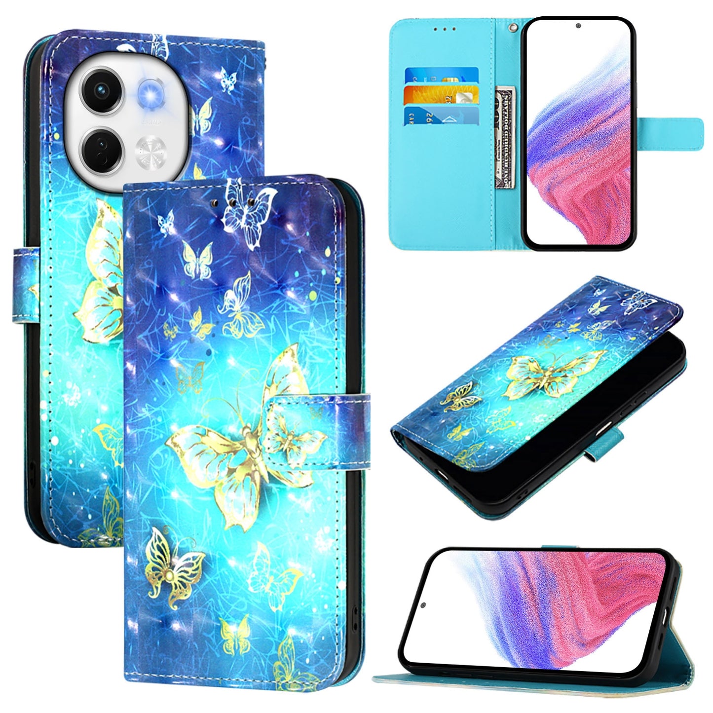 Tecno Spark 30 5G Leather Flip Phone Case with 3D Painted Design, Card Holder, Wallet & Stand Function - Durable Protection & Easy Access